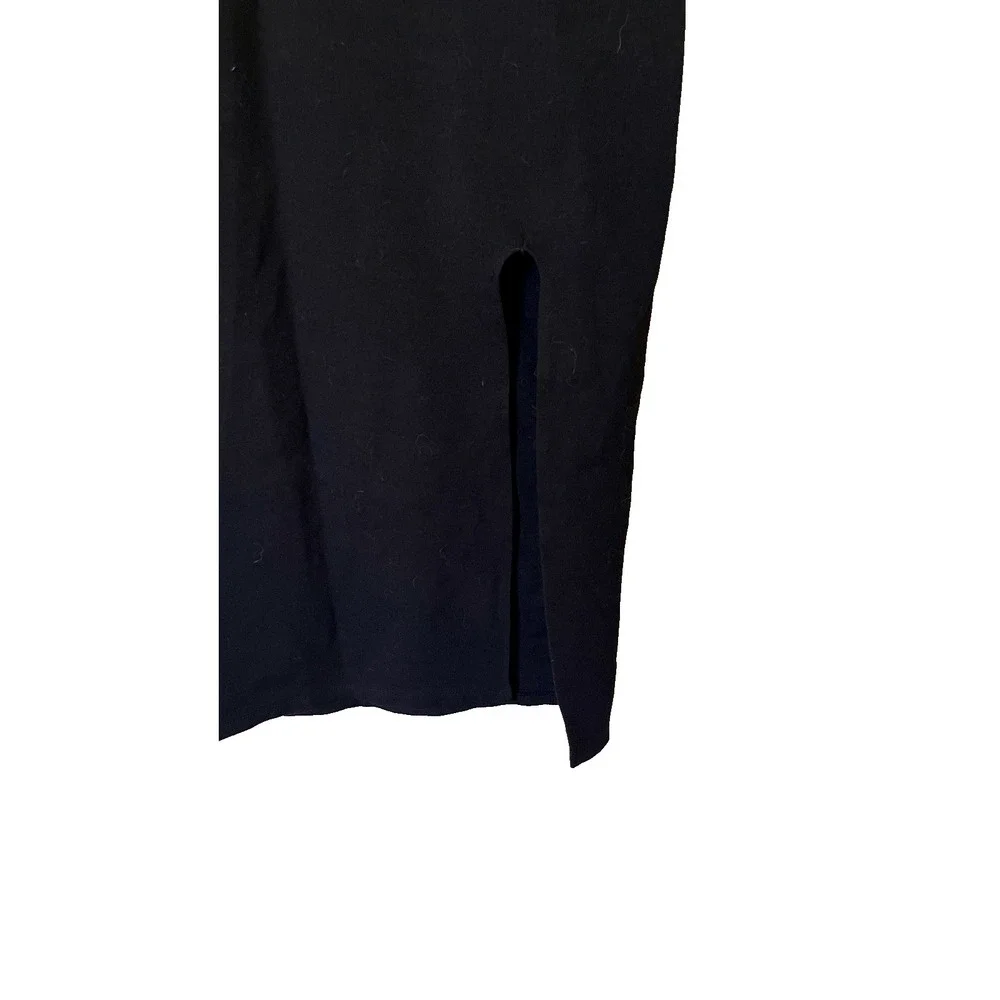 Forever 21 Black Stretchy Bodycon Tank Neckline Maxi Dress Size XL Leg Slit Sexy